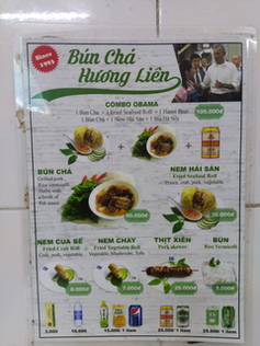 Menu restaurant à Hanoi